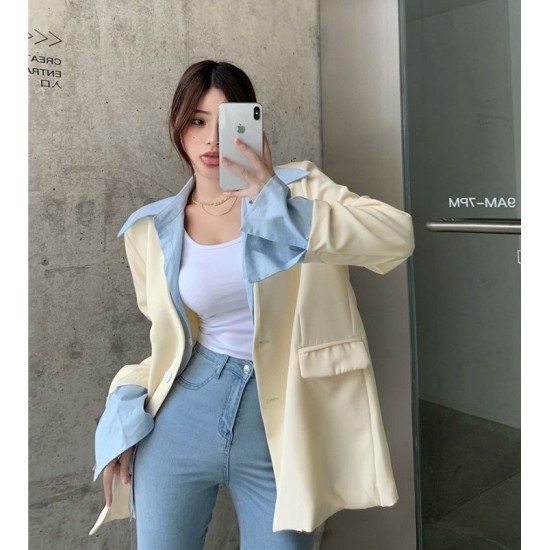 Pseudo-two Korean style business suit loose fashion coat – PRYCUS MITCHELL INC Pseudo-two Korean style business suit loose fashion coat – PRYCUS MITCHELL INC