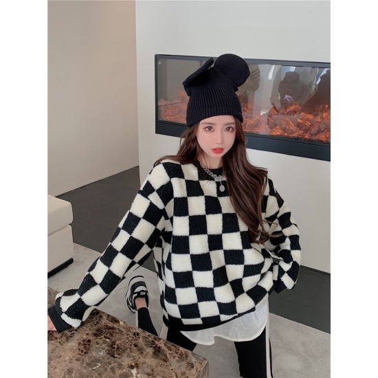 Plaid lambs wool round neck hoodie thermal chessboard thick tops – PRYCUS MITCHELL INC Plaid lambs wool round neck hoodie thermal chessboard thick tops – PRYCUS MITCHELL INC
