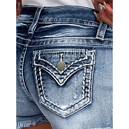 Embroidered Pockets Washed Denim Shorts, Raw Hem Slash Pockets Short Denim Pants, Women’s Denim Jeans & Clothing – PRYCUS MITCHELL INC Embroidered Pockets Washed Denim Shorts, Raw Hem Slash Pockets Short Denim Pants, Women’s Denim Jeans & Clothing – PRYCUS MITCHELL INC