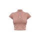 Taupe Washed Zip Up Rib Panel Top Taupe Washed Zip Up Rib Panel Top