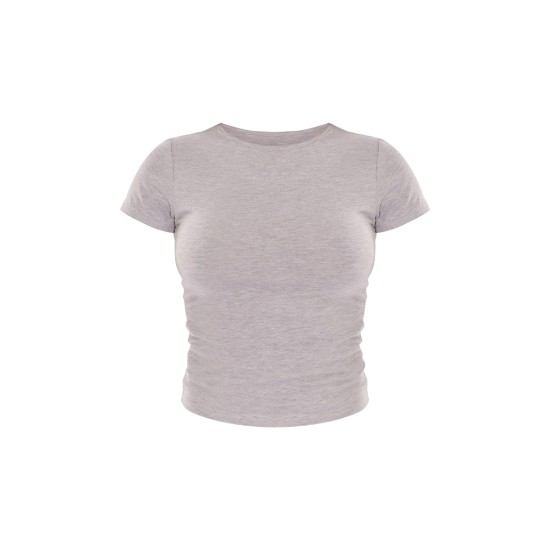 Basic Grey Marl Cotton Blend Fitted Crew Neck T Shirt Basic Grey Marl Cotton Blend Fitted Crew Neck T Shirt
