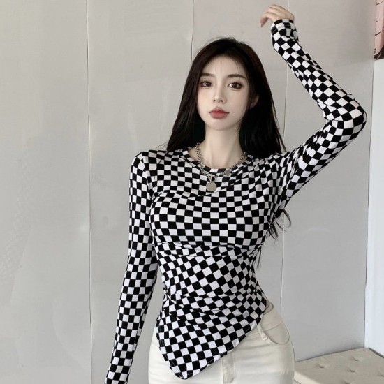 Leopard bottoming shirt chessboard T-shirt for women – PRYCUS MITCHELL INC Leopard bottoming shirt chessboard T-shirt for women – PRYCUS MITCHELL INC