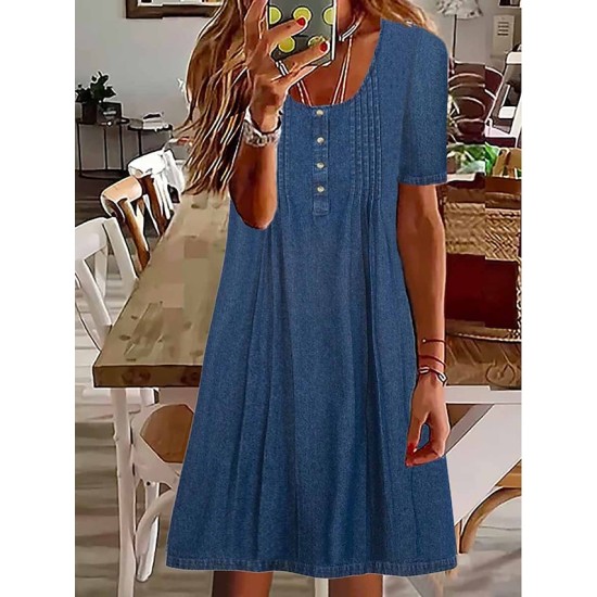 Denim Dress Casual Dress Midi Dress Denim Basic Modern Outdoor Daily Crew Neck Button Short Sleeve Summer Spring 2023 Loose Fit Blue Plain S M L XL 2XL – PRYCUS MITCHELL INC Denim Dress Casual Dress Midi Dress Denim Basic Modern Outdoor Daily Crew Neck Button Short Sleeve Summer Spring 2023 Loose Fit Blue Plain S M L XL 2XL – PRYCUS MITCHELL INC