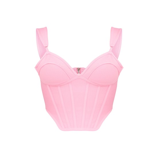 Bubblegum Pink Bandage Dip Hem Bust Cup Corset Bubblegum Pink Bandage Dip Hem Bust Cup Corset