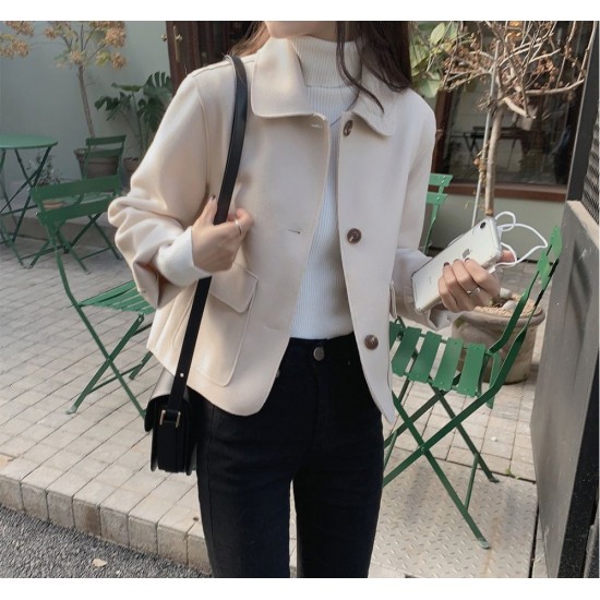 Lapel woolen temperament large pockets Korean style jacket – PRYCUS MITCHELL INC Lapel woolen temperament large pockets Korean style jacket – PRYCUS MITCHELL INC