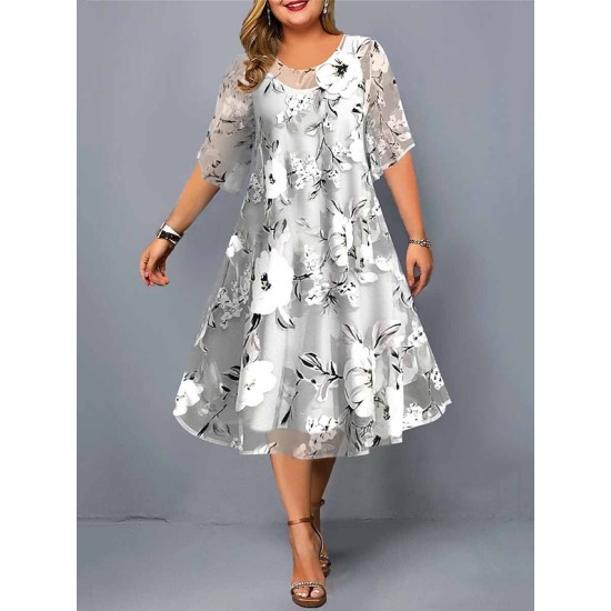 Plus Size Casual Dress Dress Set Chiffon Dress Floral Midi Dress Half Sleeve Print Crew Neck Fashion Daily Gray Summer Spring L XL XXL 3XL 4XL – PRYCUS MITCHELL INC Plus Size Casual Dress Dress Set Chiffon Dress Floral Midi Dress Half Sleeve Print Crew Neck Fashion Daily Gray Summer Spring L XL XXL 3XL 4XL – PRYCUS MITCHELL INC