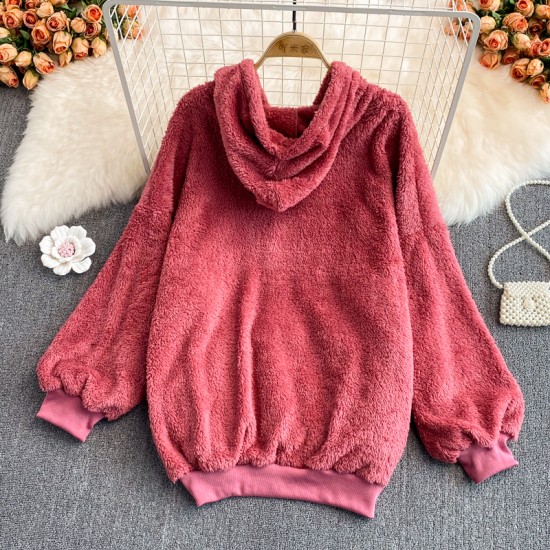 Fashion hairy hoodie embroidery letters coat for women – PRYCUS MITCHELL INC Fashion hairy hoodie embroidery letters coat for women – PRYCUS MITCHELL INC