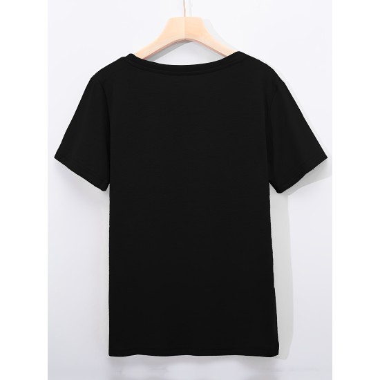 Book Print Comfortable Sports T-shirt, Short Sleeves Crew Neck Workout Top, Women’s Activewear – PRYCUS MITCHELL INC Book Print Comfortable Sports T-shirt, Short Sleeves Crew Neck Workout Top, Women’s Activewear – PRYCUS MITCHELL INC