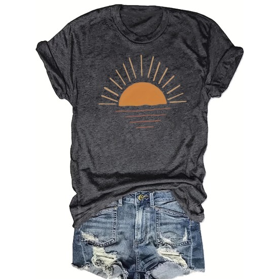 Versatile Geo-Pattern Crew Neck Tee – Stretchable Knit, Casual & Durable Top, Women’s All-Season Essential – PRYCUS MITCHELL INC Versatile Geo-Pattern Crew Neck Tee – Stretchable Knit, Casual & Durable Top, Women’s All-Season Essential – PRYCUS MITCHELL INC