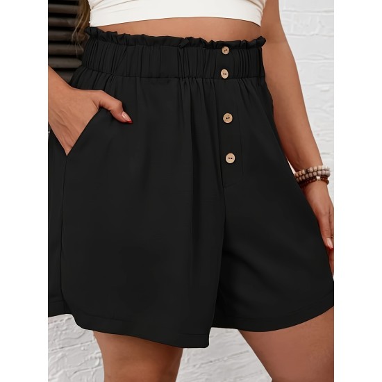 Plus Size Button Front Wide Leg Shorts, Casual Slant Pocket Elastic Waist Shorts, Women’s Plus Size Clothing – PRYCUS MITCHELL INC Plus Size Button Front Wide Leg Shorts, Casual Slant Pocket Elastic Waist Shorts, Women’s Plus Size Clothing – PRYCUS MITCHELL INC