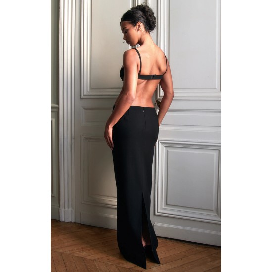 PLT Label Black Extreme Cut Out Bust Detail Tailored Maxi Dress PLT Label Black Extreme Cut Out Bust Detail Tailored Maxi Dress