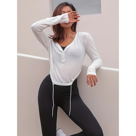 Women’s Solid Color Long Sleeve V-neck Lace Up Fashion T-shirt, Casual Base Layer Tops – PRYCUS MITCHELL INC Women’s Solid Color Long Sleeve V-neck Lace Up Fashion T-shirt, Casual Base Layer Tops – PRYCUS MITCHELL INC