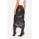 Black Faux Leather Twist Detail Front Midi Skirt Black Faux Leather Twist Detail Front Midi Skirt