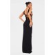 Petite Black Double Layer Lace Up Detail Maxi Dress Petite Black Double Layer Lace Up Detail Maxi Dress