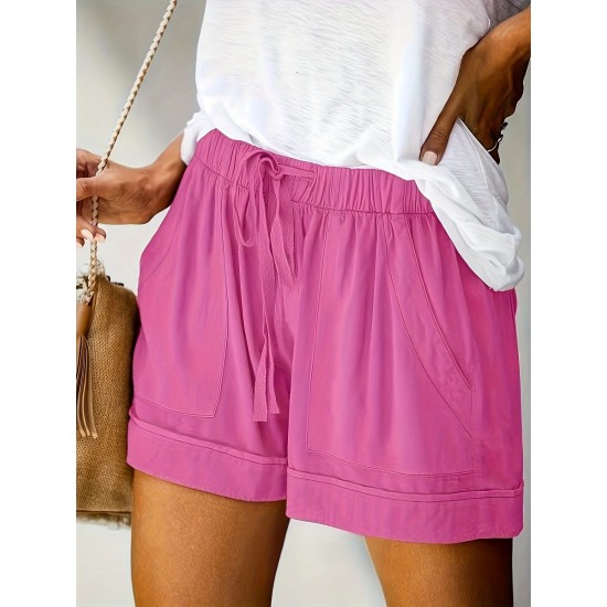 Drawstring Elastic Waist Shorts, Casual Comfortable Shorts With Pockets For Summer, Women’s Clothing – PRYCUS MITCHELL INC Drawstring Elastic Waist Shorts, Casual Comfortable Shorts With Pockets For Summer, Women’s Clothing – PRYCUS MITCHELL INC