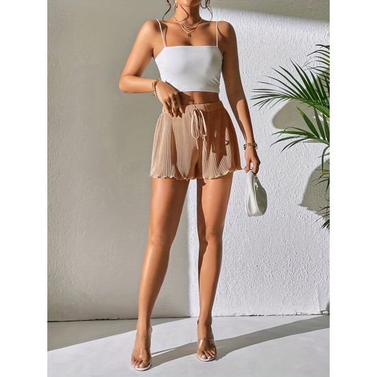 Ribbed Drawstring Shorts, Casual Shorts For Spring & Summer, Women’s Clothing – PRYCUS MITCHELL INC Ribbed Drawstring Shorts, Casual Shorts For Spring & Summer, Women’s Clothing – PRYCUS MITCHELL INC