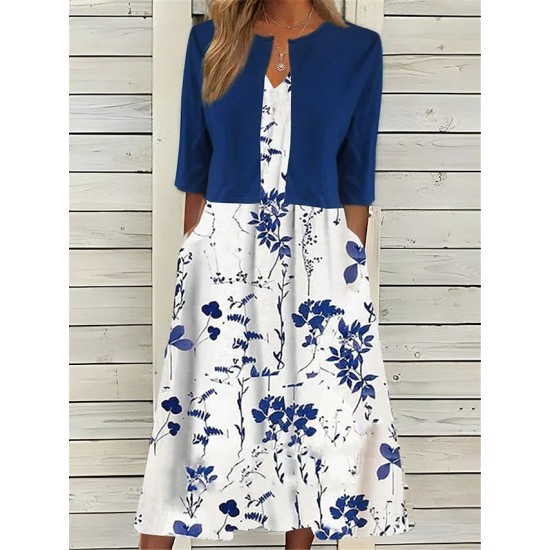 Two Piece Dress Set Casual Dress Print Dress Daily Vacation Fashion Elegant Pocket Print Midi Dress Crew Neck Half Sleeve Floral Regular Fit Black Navy Blue Green Summer Spring S M L XL XXL – PRYCUS MITCHELL INC Two Piece Dress Set Casual Dress Print Dress Daily Vacation Fashion Elegant Pocket Print Midi Dress Crew Neck Half Sleeve Floral Regular Fit Black Navy Blue Green Summer Spring S M L XL XXL – PRYCUS MITCHELL INC