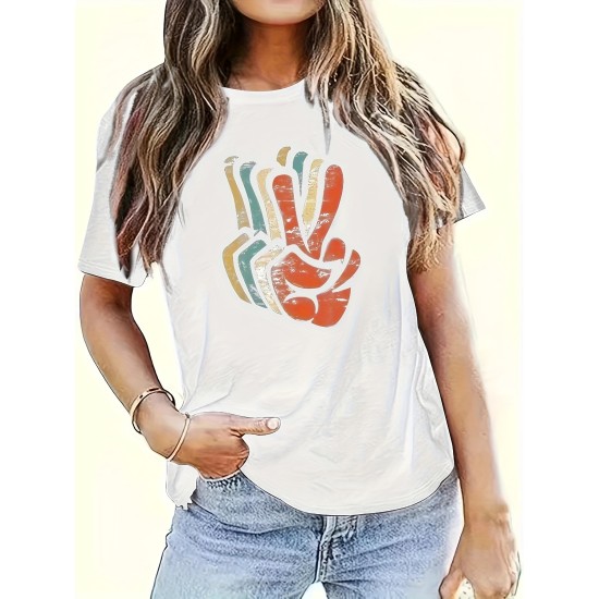 Graphic Print T-shirt, Casual Short Sleeve Crew Neck Top For Spring & Summer, Women’s Clothing – PRYCUS MITCHELL INC Graphic Print T-shirt, Casual Short Sleeve Crew Neck Top For Spring & Summer, Women’s Clothing – PRYCUS MITCHELL INC