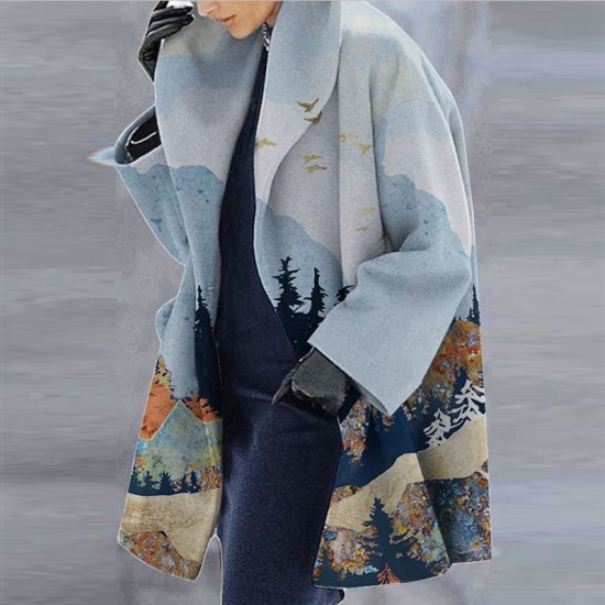 Printing belt long sleeve overcoat for women – PRYCUS MITCHELL INC Printing belt long sleeve overcoat for women – PRYCUS MITCHELL INC