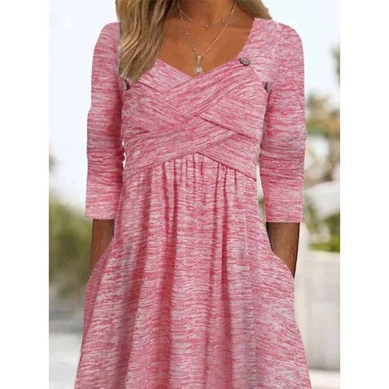 Casual Dress Pleated Dress Plain Dress Plain Ruched Pocket Square Neck Midi Dress Fashion Modern Daily Vacation 3/4 Length Sleeve Regular Fit Pink Purple Green Summer Spring S M L XL XXL – PRYCUS MITCHELL INC Casual Dress Pleated Dress Plain Dress Plain Ruched Pocket Square Neck Midi Dress Fashion Modern Daily Vacation 3/4 Length Sleeve Regular Fit Pink Purple Green Summer Spring S M L XL XXL – PRYCUS MITCHELL INC