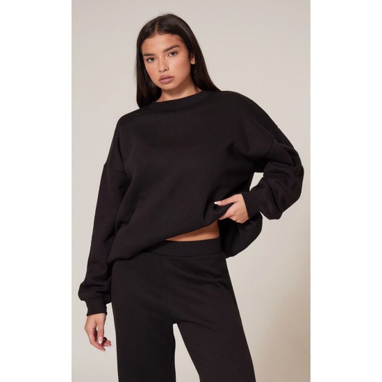 Black Longline Oversized Sweatshirt Black Longline Oversized Sweatshirt
