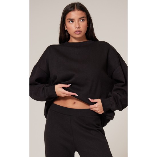 Black Longline Oversized Sweatshirt Black Longline Oversized Sweatshirt