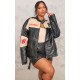 Plus Black Contrast Panel Oversized Faux Leather Motocross Jacket Plus Black Contrast Panel Oversized Faux Leather Motocross Jacket