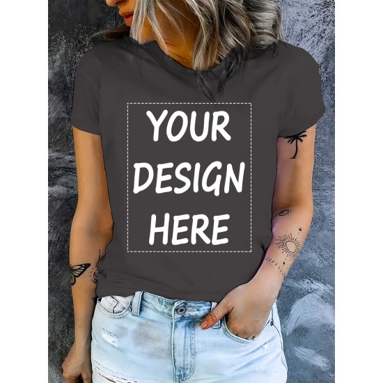Customized Picture Print T-shirt, Casual Short Sleeve Crew Neck T-shirt For Spring & Summer, Women’s Clothing – PRYCUS MITCHELL INC Customized Picture Print T-shirt, Casual Short Sleeve Crew Neck T-shirt For Spring & Summer, Women’s Clothing – PRYCUS MITCHELL INC