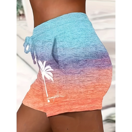 Breezy Tropical Elegance: Versatile Coconut Tree Print Casual Shorts for Women with Elastic Drawstring Waist, Durable & Easy-Care – PRYCUS MITCHELL INC Breezy Tropical Elegance: Versatile Coconut Tree Print Casual Shorts for Women with Elastic Drawstring Waist, Durable & Easy-Care – PRYCUS MITCHELL INC