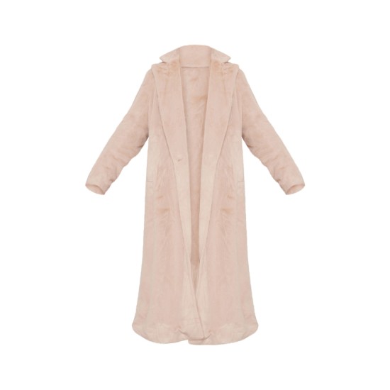 Beige Premium Soft Faux Fur Tailored Maxi Coat Beige Premium Soft Faux Fur Tailored Maxi Coat