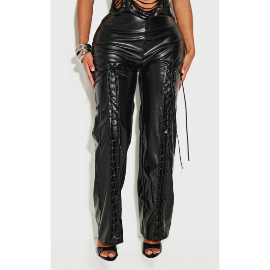 Shape Black Lace Up Faux Leather Pants Shape Black Lace Up Faux Leather Pants