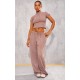 Taupe Washed Rib Panel Wide Leg Sweatpants Taupe Washed Rib Panel Wide Leg Sweatpants