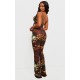 Brown Printed Mesh Cup Detail Cut Out Jumpsuit Brown Printed Mesh Cup Detail Cut Out Jumpsuit