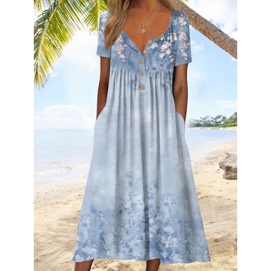 Casual Dress Midi Dress Blue Short Sleeve Print Ruched Spring Summer V Neck Vacation 2023 S M L XL XXL 3XL – PRYCUS MITCHELL INC Casual Dress Midi Dress Blue Short Sleeve Print Ruched Spring Summer V Neck Vacation 2023 S M L XL XXL 3XL – PRYCUS MITCHELL INC
