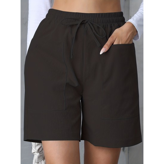 Women’s Easy-Care Casual Polyester Shorts ?C Summer Comfort with Drawstring Waist, Pockets, and Solid Color Design – PRYCUS MITCHELL INC Women’s Easy-Care Casual Polyester Shorts ?C Summer Comfort with Drawstring Waist, Pockets, and Solid Color Design – PRYCUS MITCHELL INC