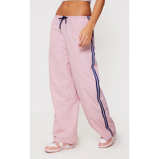 Pink Shell Side Stripe Detail Wide Leg Pants Pink Shell Side Stripe Detail Wide Leg Pants