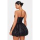 Black Sequin Bandeau Mini Puffball Dress Black Sequin Bandeau Mini Puffball Dress
