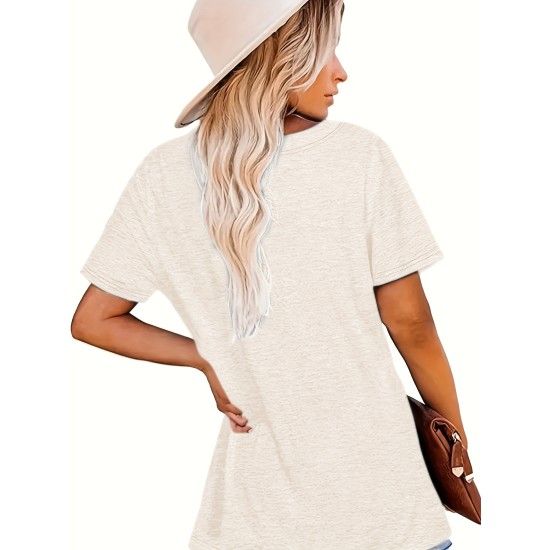 Landscape Print Crew Neck T-Shirt, Casual Short Sleeve Top For Spring & Summer, Women’s Clothing – PRYCUS MITCHELL INC Landscape Print Crew Neck T-Shirt, Casual Short Sleeve Top For Spring & Summer, Women’s Clothing – PRYCUS MITCHELL INC