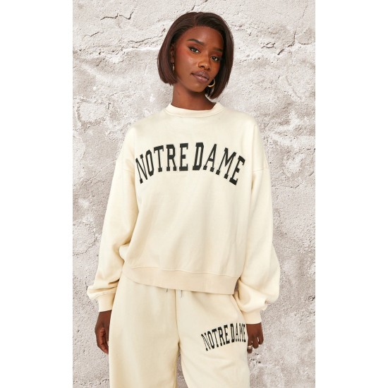 Tall Cream Notre Dame Oversized Sweatshirt Tall Cream Notre Dame Oversized Sweatshirt