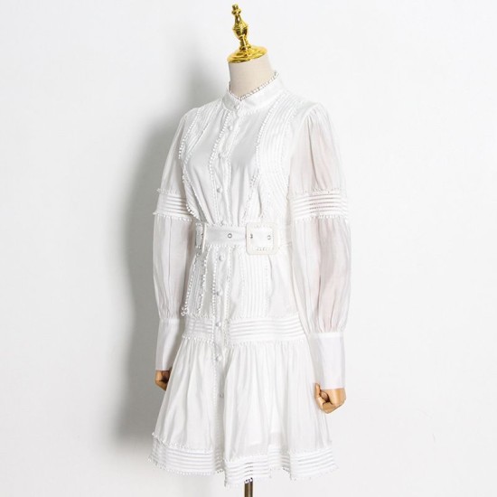 Autumn British style short dress lace lantern sleeve T-back – PRYCUS MITCHELL INC Autumn British style short dress lace lantern sleeve T-back – PRYCUS MITCHELL INC