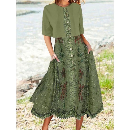 Two Piece Dress Set Casual Dress Swing Dress Outdoor Daily Fashion Modern Button Pocket Midi Dress Crew Neck Short Sleeve Floral Loose Fit Pink Blue Green Summer Spring S M L XL XXL – PRYCUS MITCHELL INC Two Piece Dress Set Casual Dress Swing Dress Outdoor Daily Fashion Modern Button Pocket Midi Dress Crew Neck Short Sleeve Floral Loose Fit Pink Blue Green Summer Spring S M L XL XXL – PRYCUS MITCHELL INC