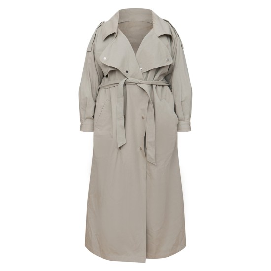 Plus Light Khaki Popper Detail Trench Coat Plus Light Khaki Popper Detail Trench Coat