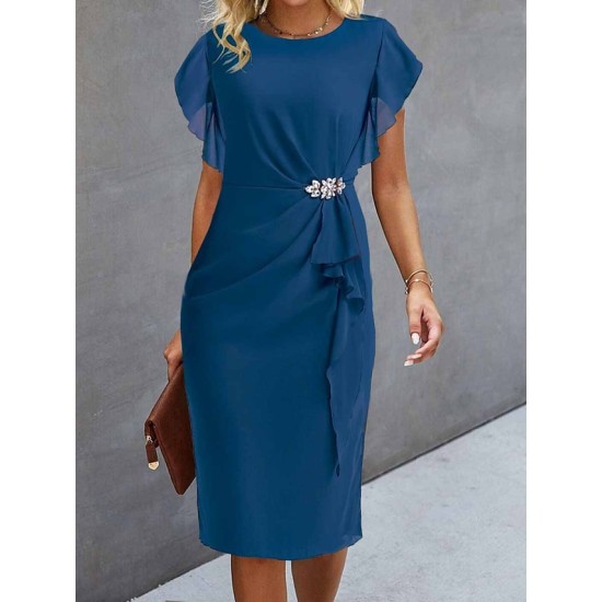 Party Dress Cocktail Dress Wedding Guest Dress Midi Dress Blue Green Short Sleeve Pure Color Ruffle Summer Spring Fall Crew Neck Party Evening Party Wedding Guest Vacation S M L XL 2XL 3XL – PRYCUS MITCHELL INC Party Dress Cocktail Dress Wedding Guest Dress Midi Dress Blue Green Short Sleeve Pure Color Ruffle Summer Spring Fall Crew Neck Party Evening Party Wedding Guest Vacation S M L XL 2XL 3XL – PRYCUS MITCHELL INC