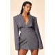 PLT Label Charcoal Tie Side Detail Blazer Dress PLT Label Charcoal Tie Side Detail Blazer Dress