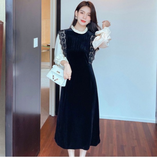 Long autumn and winter long sleeve splice dress – PRYCUS MITCHELL INC Long autumn and winter long sleeve splice dress – PRYCUS MITCHELL INC
