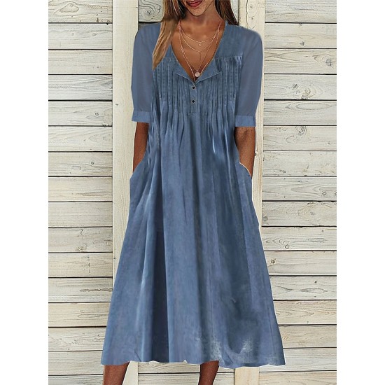 Casual Dress Cotton Linen Dress Midi Dress Cotton Blend Fashion Basic Outdoor Daily Vacation Split Neck Button Pocket Short Sleeve Summer Spring 2023 Regular Fit Blue Plain S M L XL 2XL – PRYCUS MITCHELL INC Casual Dress Cotton Linen Dress Midi Dress Cotton Blend Fashion Basic Outdoor Daily Vacation Split Neck Button Pocket Short Sleeve Summer Spring 2023 Regular Fit Blue Plain S M L XL 2XL – PRYCUS MITCHELL INC