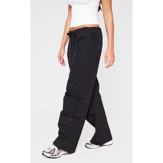 Black Thin Waistband Drawstring Detail Track Pants Black Thin Waistband Drawstring Detail Track Pants