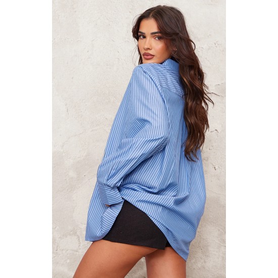 Blue Striped Oversized Shirt Blue Striped Oversized Shirt