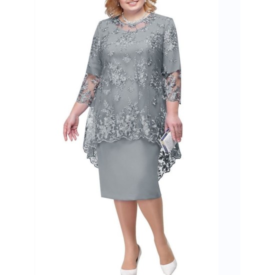 Plus Size Curve Wedding Guest Dress Lace A Line Dress Floral Round Neck Lace 3/4 Length Sleeve Spring Summer Casual Mother??s Day Knee Length Dress Daily Holiday Dress – PRYCUS MITCHELL INC Plus Size Curve Wedding Guest Dress Lace A Line Dress Floral Round Neck Lace 3/4 Length Sleeve Spring Summer Casual Mother??s Day Knee Length Dress Daily Holiday Dress – PRYCUS MITCHELL INC
