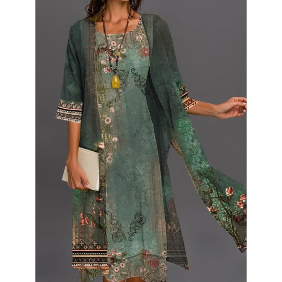 Two Piece Dress Set Print Dress Outdoor Holiday Streetwear Casual Print Midi Dress Crew Neck 3/4 Length Sleeve Floral Regular Fit Blue Purple Green Summer Spring S M L XL XXL – PRYCUS MITCHELL INC Two Piece Dress Set Print Dress Outdoor Holiday Streetwear Casual Print Midi Dress Crew Neck 3/4 Length Sleeve Floral Regular Fit Blue Purple Green Summer Spring S M L XL XXL – PRYCUS MITCHELL INC